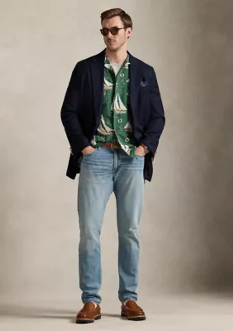Big & Tall Sailboat-Print Oxford Camp Shirt