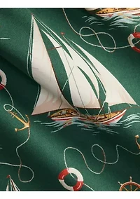 Big & Tall Sailboat-Print Oxford Camp Shirt