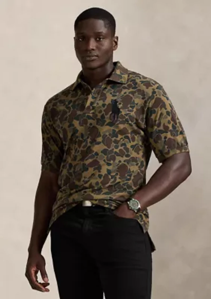 Big & Tall Pony Camo-Print Mesh Polo Shirt