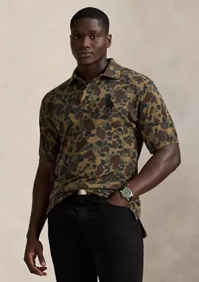 Big & Tall Pony Camo-Print Mesh Polo Shirt
