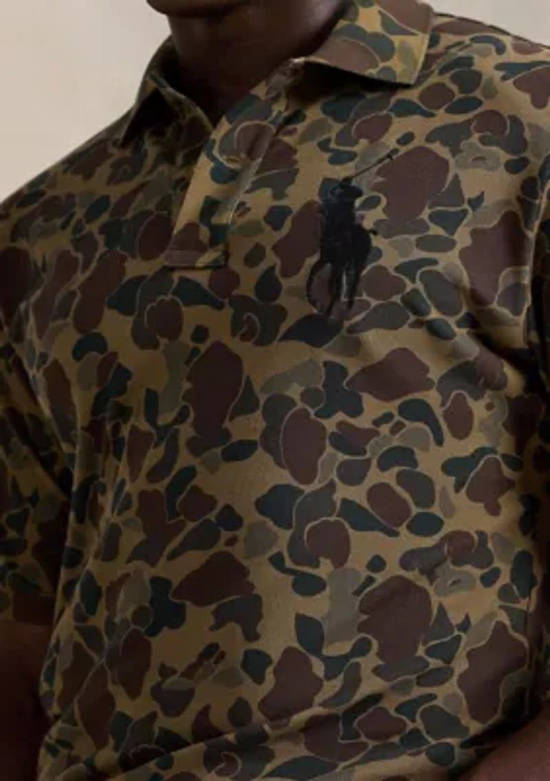 Big & Tall Pony Camo-Print Mesh Polo Shirt