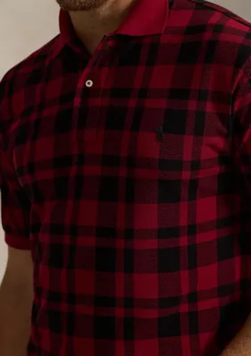 Big & Tall Plaid Mesh Polo Shirt