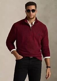 Big & Tall Checked Estate-Rib 1/4 Zip Pullover