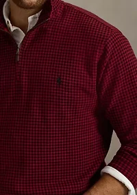 Big & Tall Checked Estate-Rib 1/4 Zip Pullover