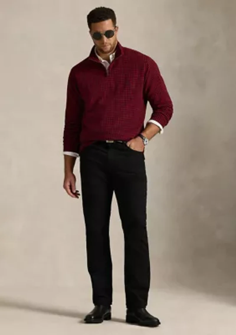 Big & Tall Checked Estate-Rib 1/4 Zip Pullover