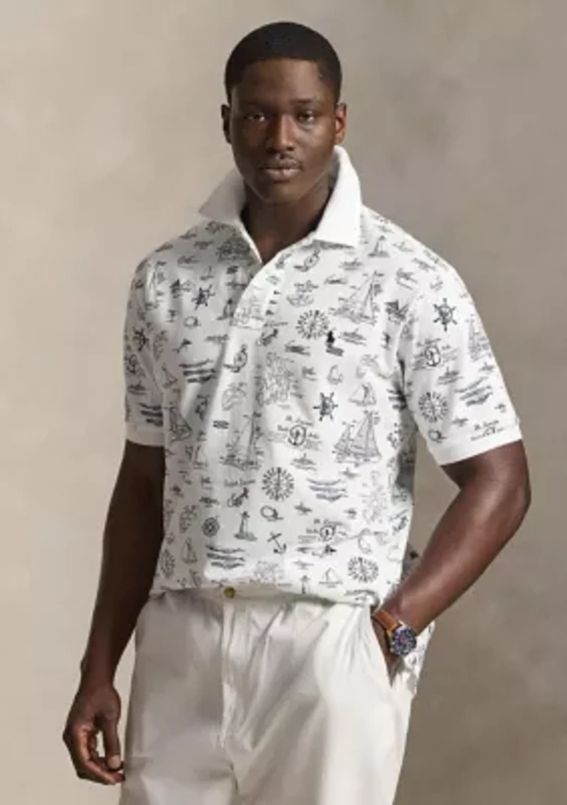 Big & Tall Nautical-Print Mesh Polo Shirt