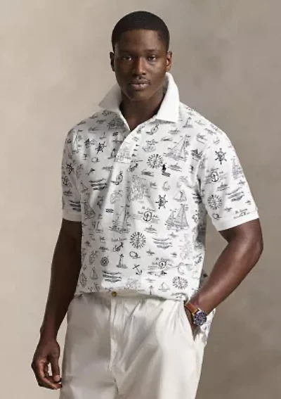Big & Tall Nautical-Print Mesh Polo Shirt