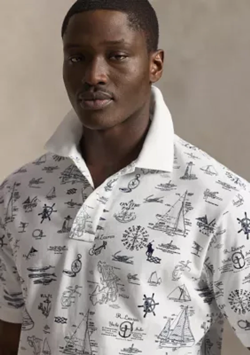 Big & Tall Nautical-Print Mesh Polo Shirt