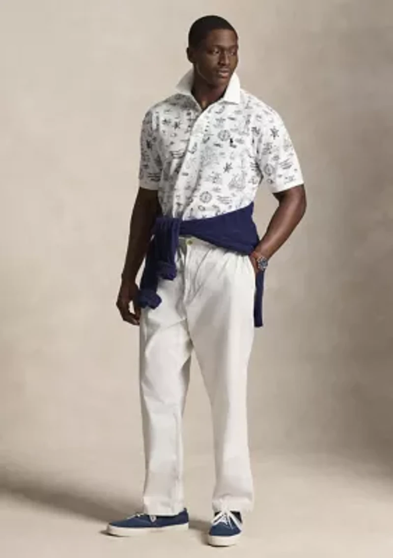 Big & Tall Nautical-Print Mesh Polo Shirt