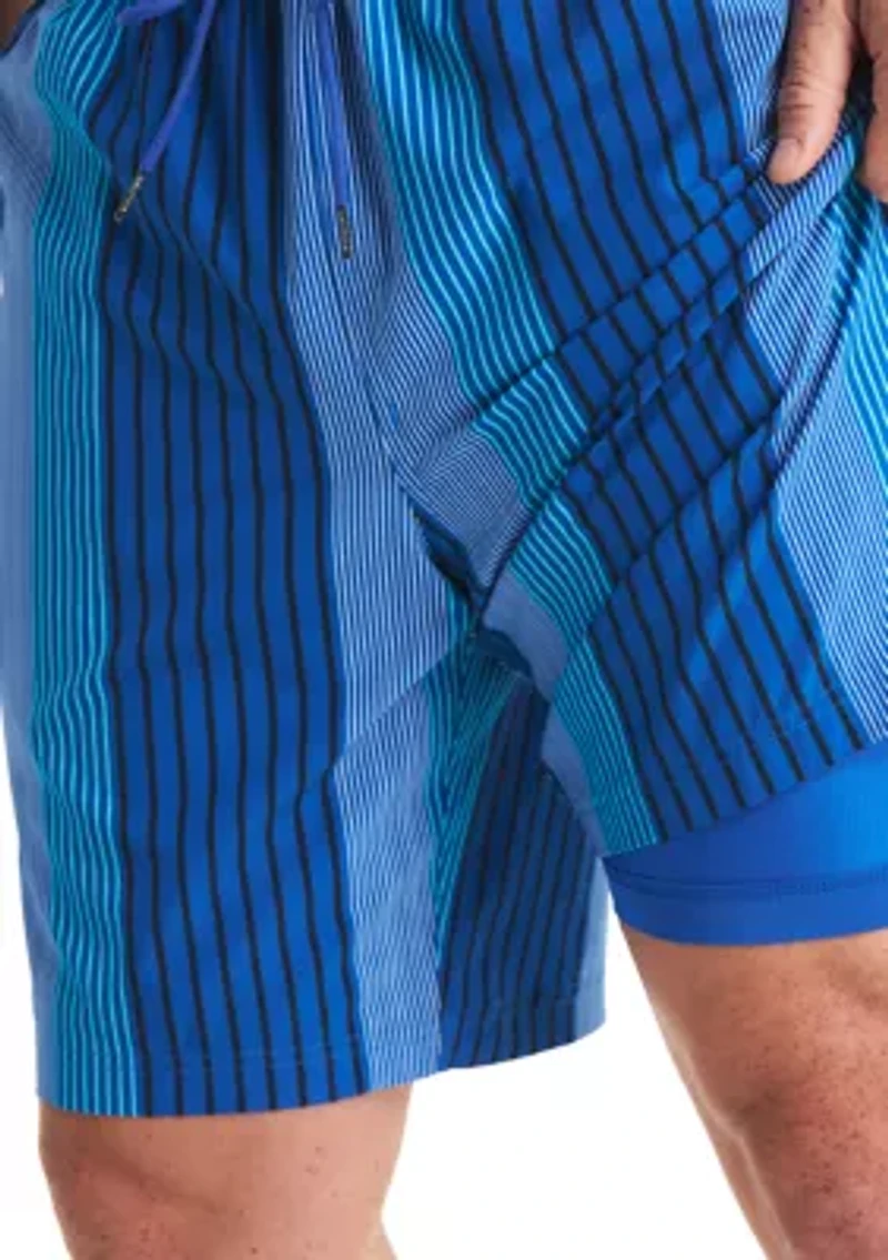 Big & Tall Flag Printed Swim Trunks with Liner