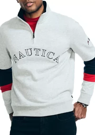 Sustainably Crafted Quarter-Zip Color Block Sweatshirt