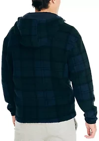 Printed Faux Shearling Quarter Zip Hoodie