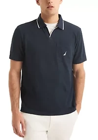 Linen Johnny Collar Polo Shirt