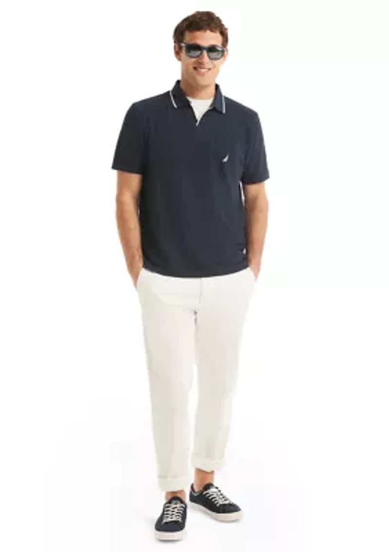 Linen Johnny Collar Polo Shirt