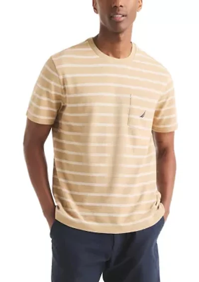 Striped Textured Crew Neck T-Shirt