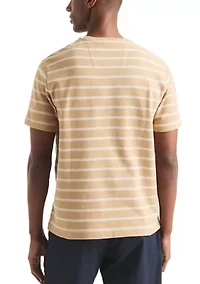 Striped Textured Crew Neck T-Shirt