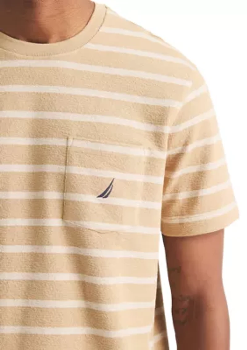 Striped Textured Crew Neck T-Shirt