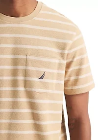 Striped Textured Crew Neck T-Shirt
