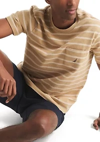Striped Textured Crew Neck T-Shirt
