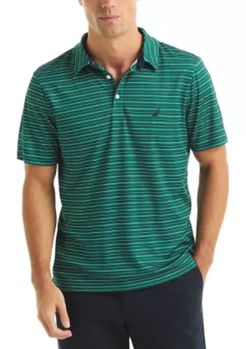 Short Sleeve Striped Performance Polo Shirt