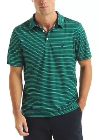 Short Sleeve Striped Performance Polo Shirt