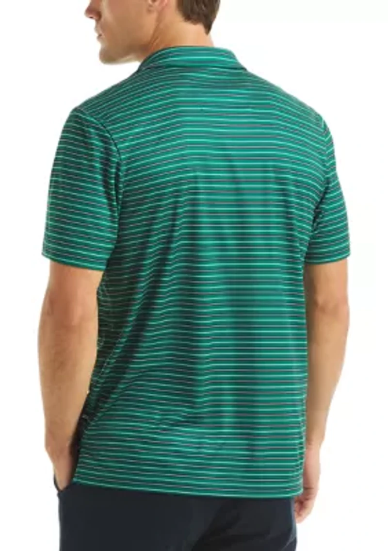 Short Sleeve Striped Performance Polo Shirt