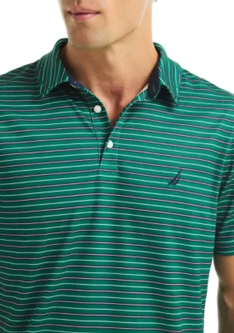 Short Sleeve Striped Performance Polo Shirt