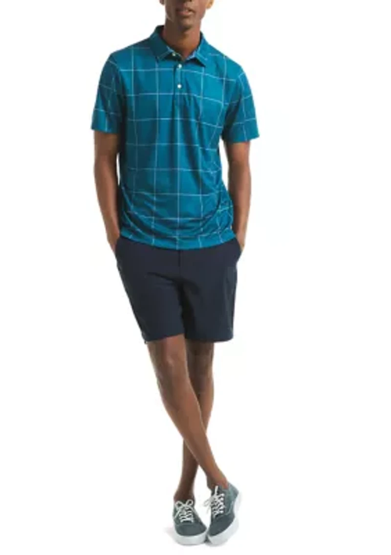 Short Sleeve Windowpane Polo Shirt
