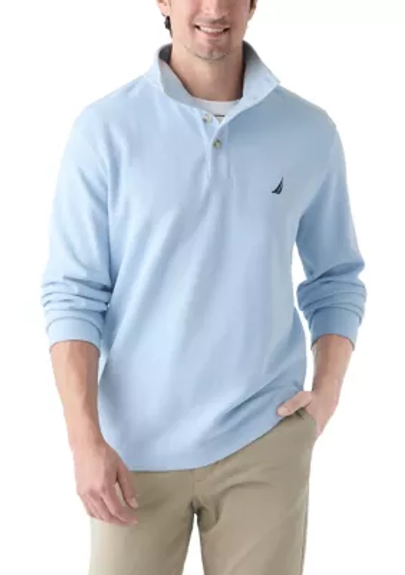 Button Mock Knit Pullover