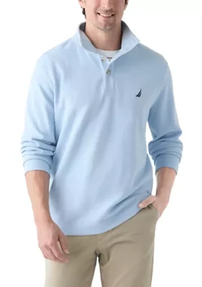 Button Mock Knit Pullover