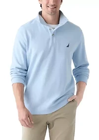 Button Mock Knit Pullover