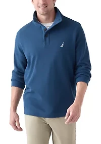 Button Mock Knit Pullover