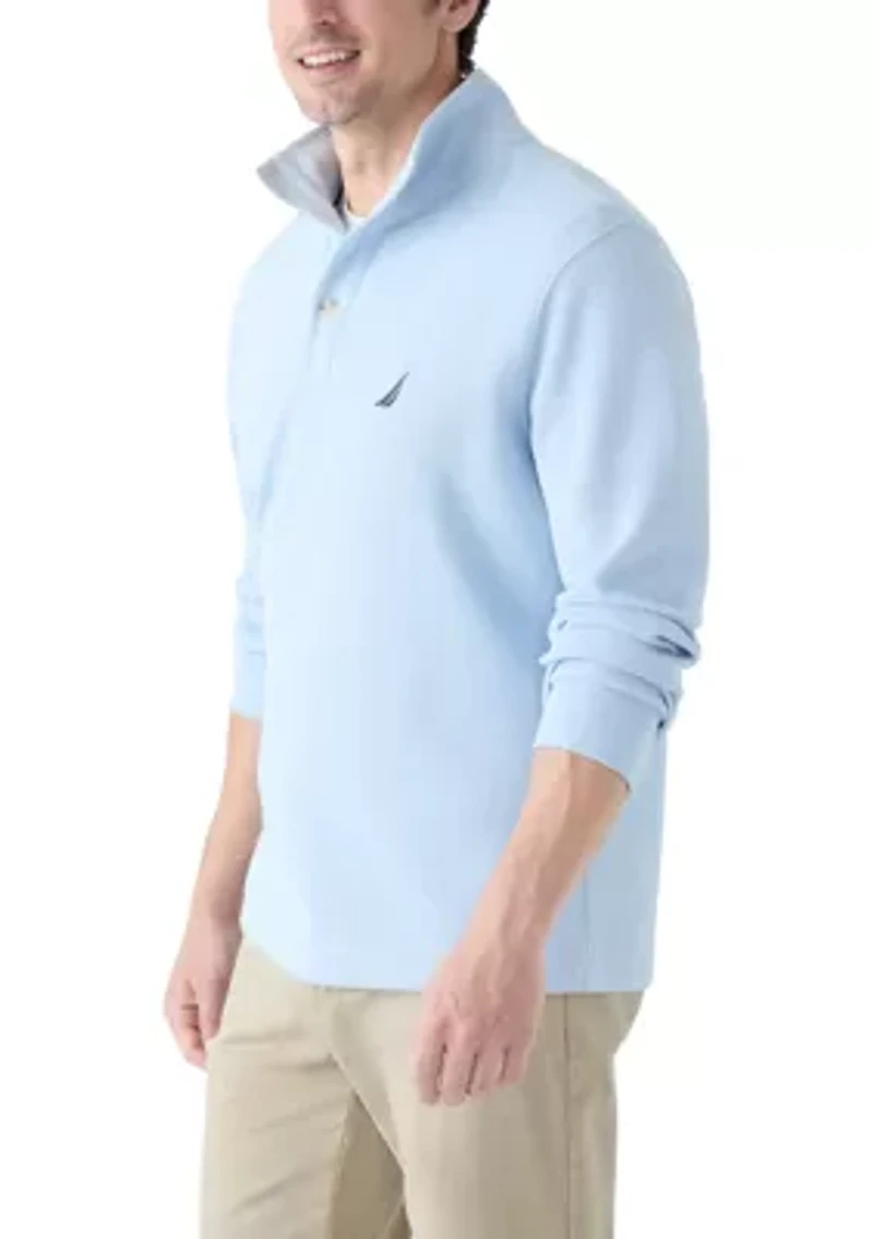 Button Mock Knit Pullover