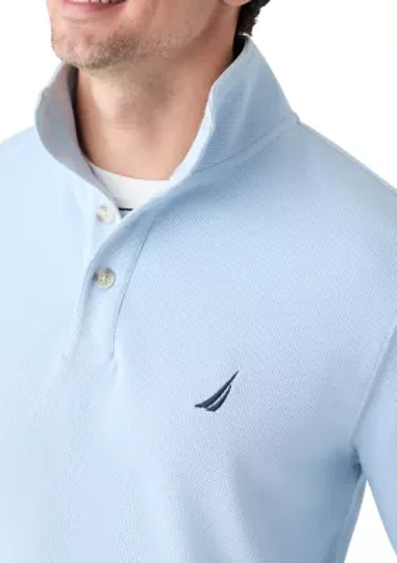 Button Mock Knit Pullover