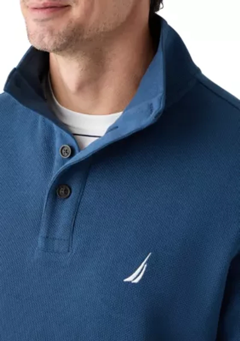 Button Mock Knit Pullover