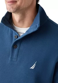 Button Mock Knit Pullover