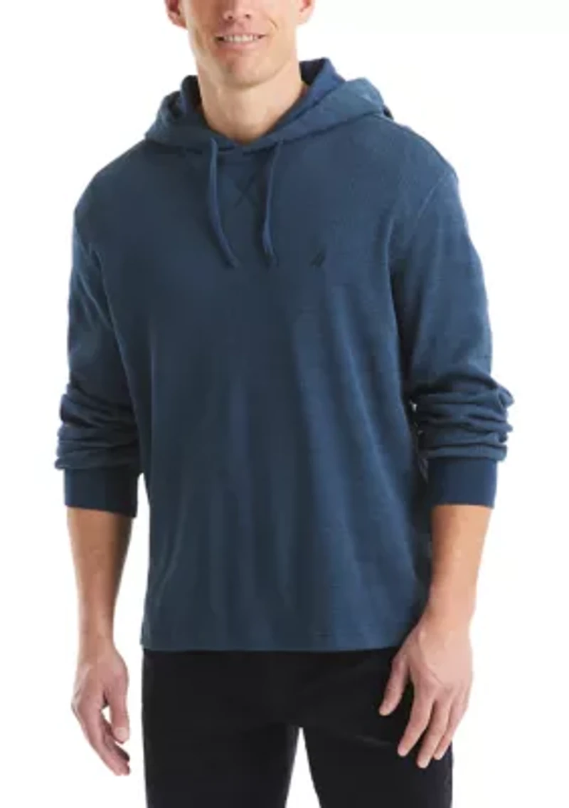 Long Sleeve Waffle Knit Hoodie