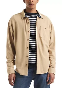 Long Sleeve Button Front Knit Shirt