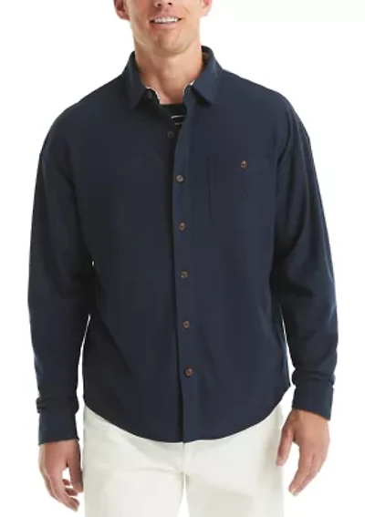 Long Sleeve Button Front Knit Shirt