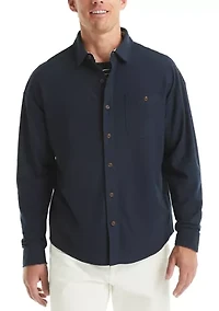 Long Sleeve Button Front Knit Shirt