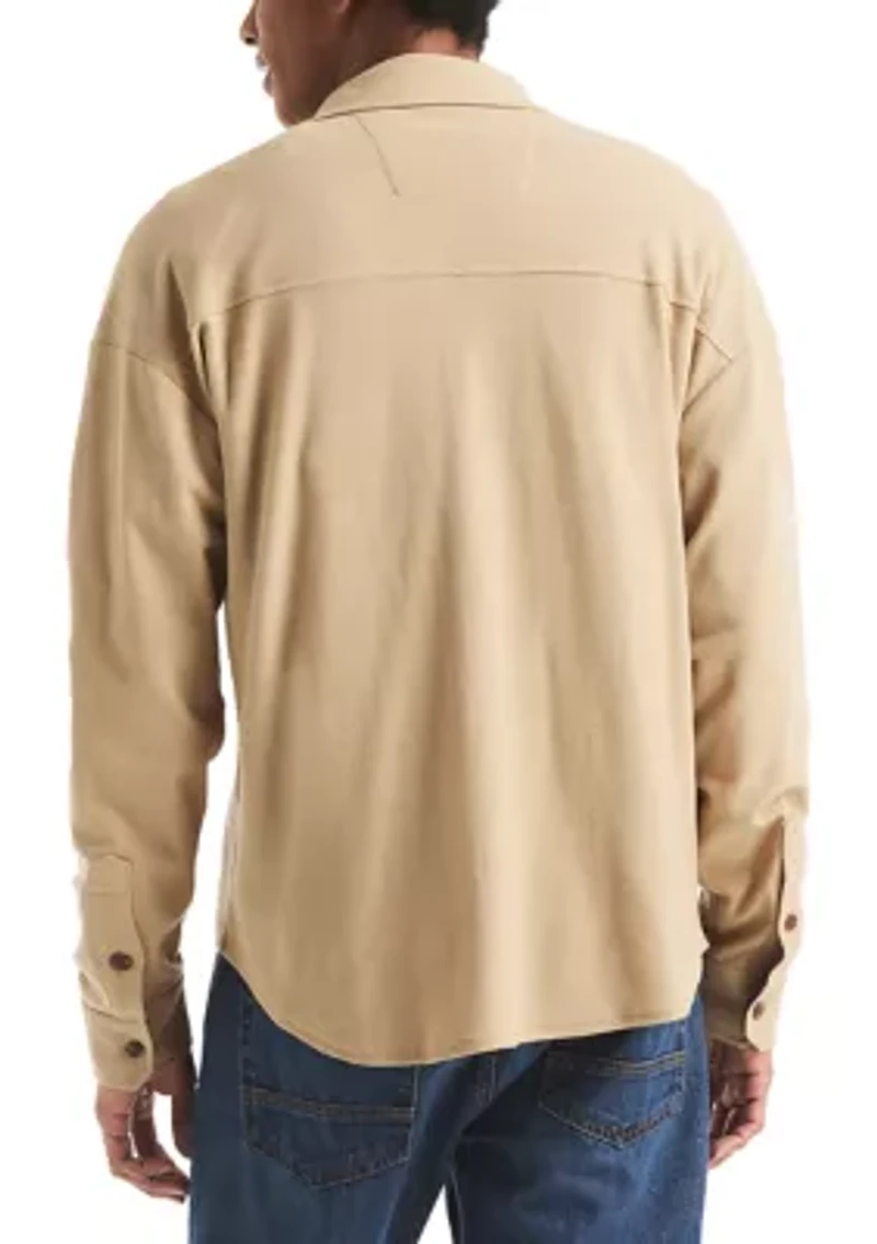 Long Sleeve Button Front Knit Shirt