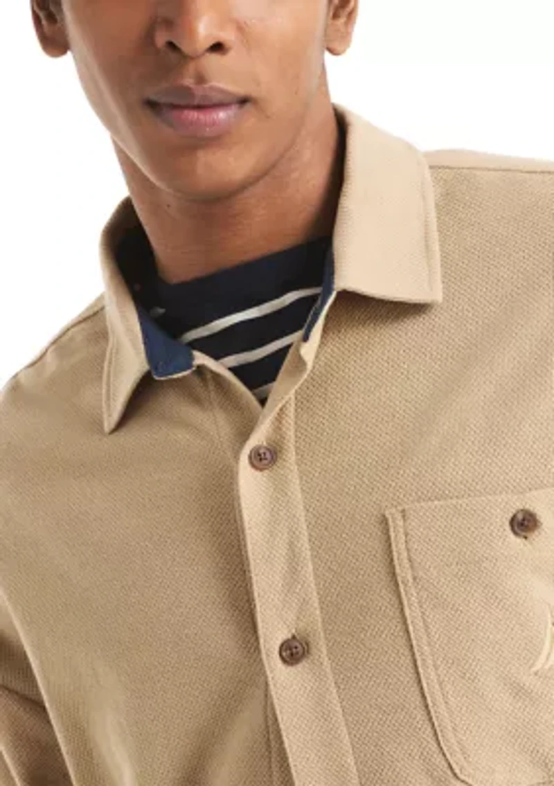 Long Sleeve Button Front Knit Shirt