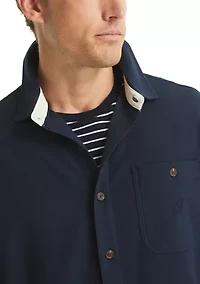 Long Sleeve Button Front Knit Shirt