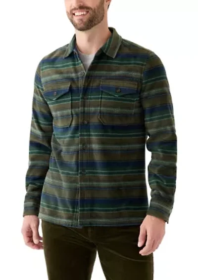 Men's Printed Polar Fleece Button Shirt