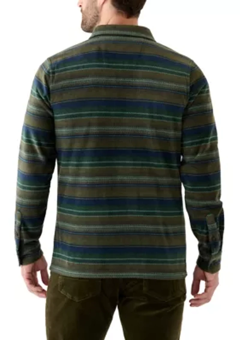 Men's Printed Polar Fleece Button Shirt