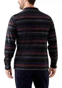 Men's Printed Polar Fleece Button Shirt