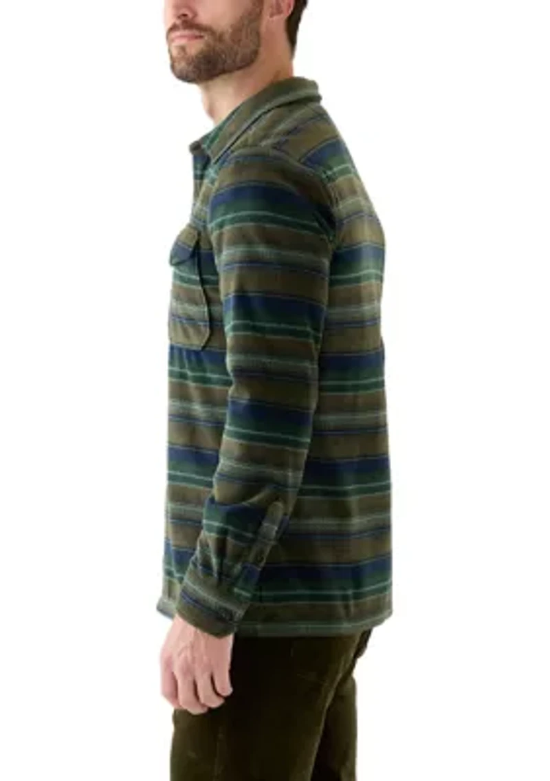 Men's Printed Polar Fleece Button Shirt