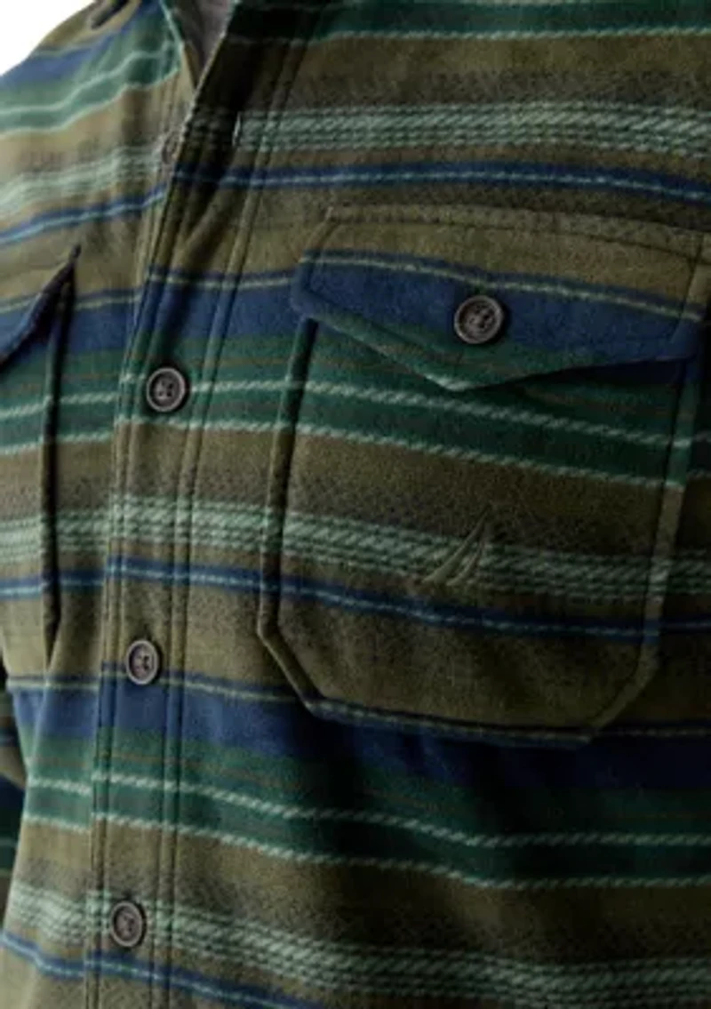 Men's Printed Polar Fleece Button Shirt