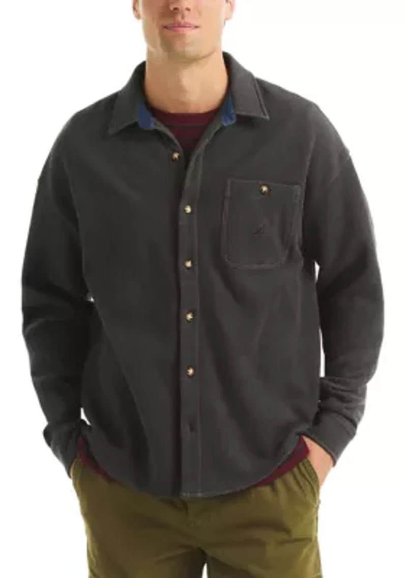 Men's Piqué Double Knit Button-Front Shirt