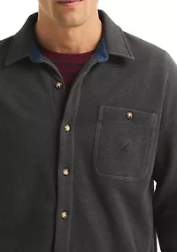 Men's Piqué Double Knit Button-Front Shirt